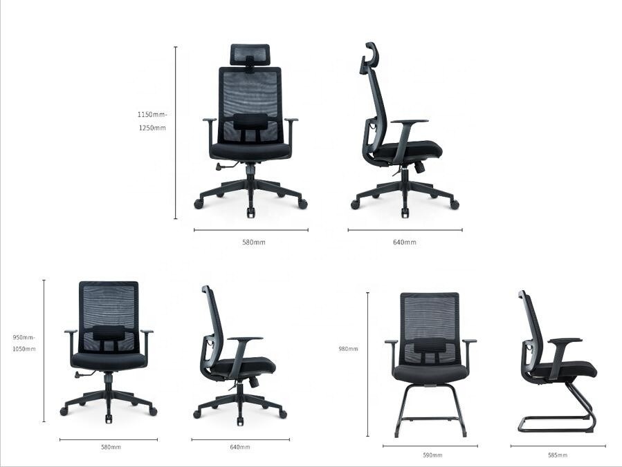 Staff Home Mesh Backrest Lift kursi kantor berputar dengan headrest dan dukungan ergonomis