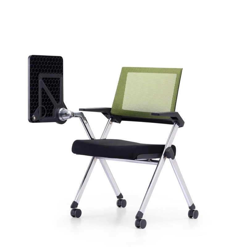 Foldable Office Mesh Training Chair With Writing Pad and Tablet for Full Function