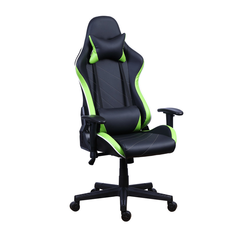 Kursi Gamer Reclining Kulit PU Castors dengan LED Light Bar Racer RGB Gaming Chair