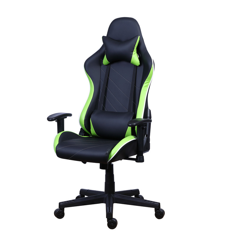 Kursi Gamer Reclining Kulit PU Castors dengan LED Light Bar Racer RGB Gaming Chair