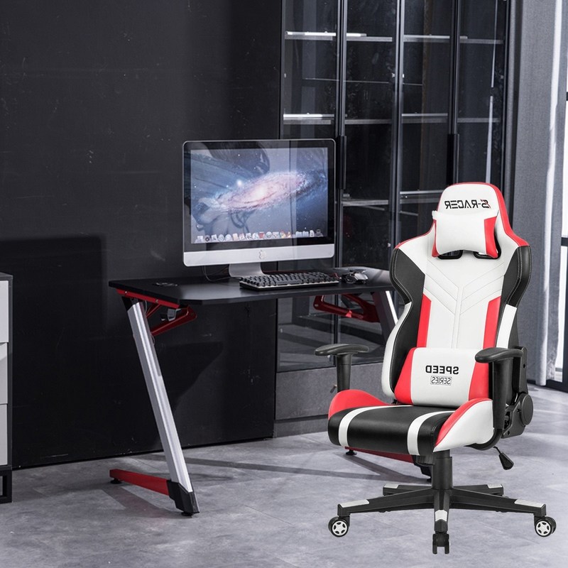 Kursi Gaming Balap PU Leather Putih Nyaman untuk Performa E-sports Profesional