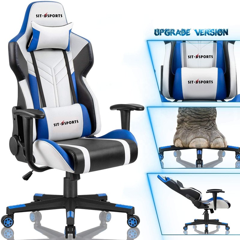 White PU Leather Racing Gaming Chair for Comfortable Gaming in Office/Home/Apartment
