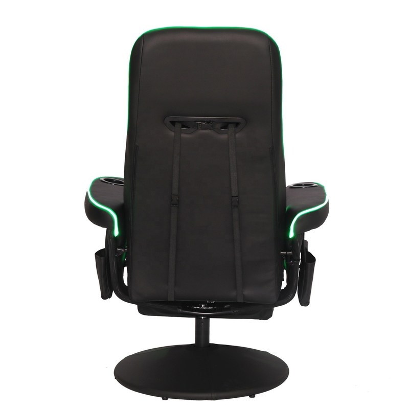 Sofa Gaming Gaya Balap Hitam/Biru Mewah dengan Lampu LED Tempat Cangkir dan Sandaran Kaki