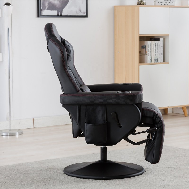 White Racing Style Gaming Chair Executive Office Swivel Seat with Cup Holder and Footrest