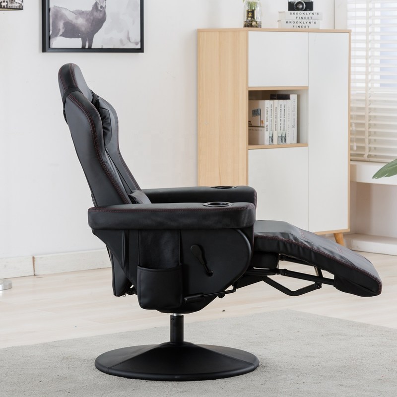 White Racing Style Gaming Chair Executive Office Swivel Seat with Cup Holder and Footrest