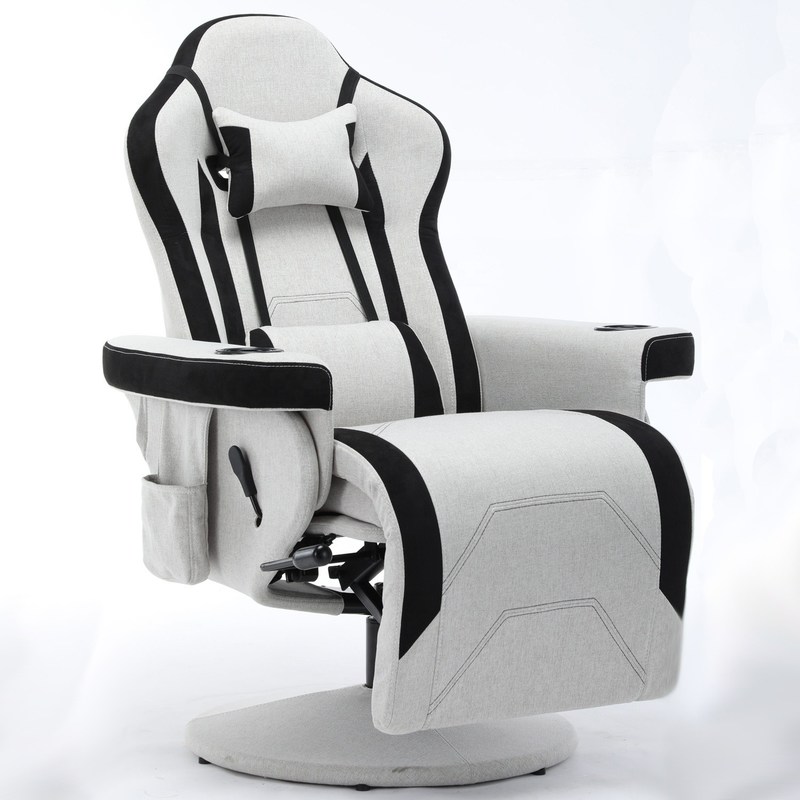 Gaming Chair With Cup Holder Pink Racing Style Leather Ergonomic Seat Swivel Sofa For Home